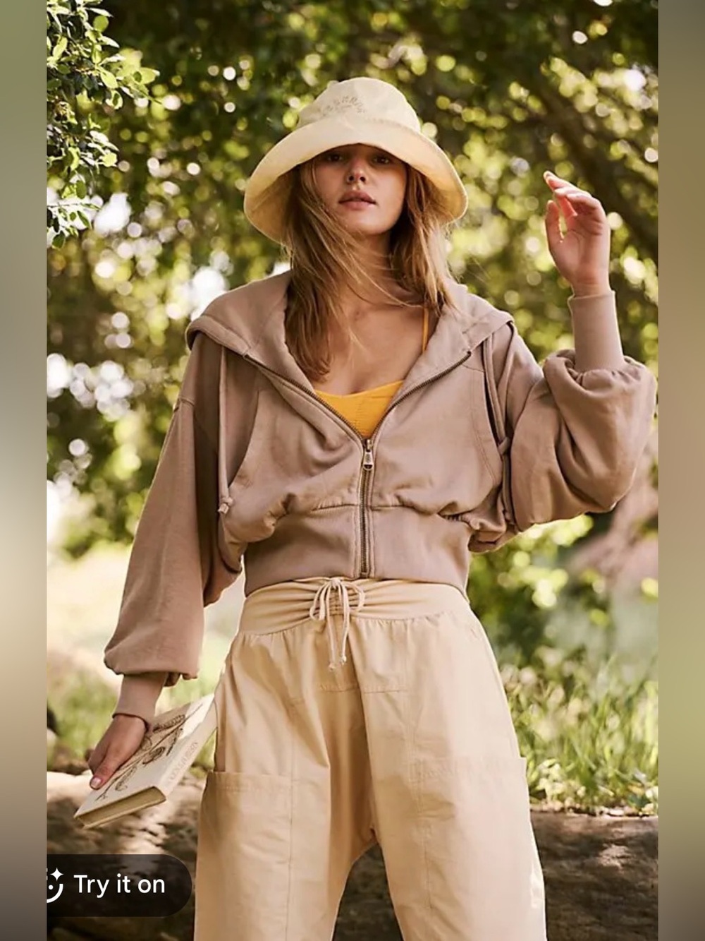 Free People Low Key Zip up cropped hoodie